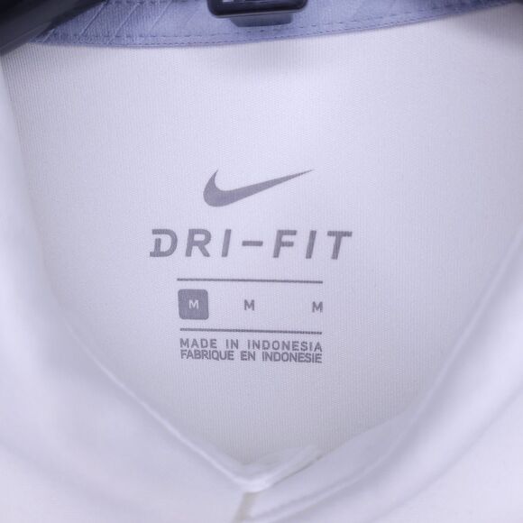 Nike Polo Shirt Mens Medium White Striped Dri Fit Georgia Bulldogs Swoosh - Picture 9 of 11